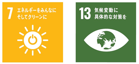 7エネルギーをみんなにそしてクリーンに　13気候変動に具体的な対策を